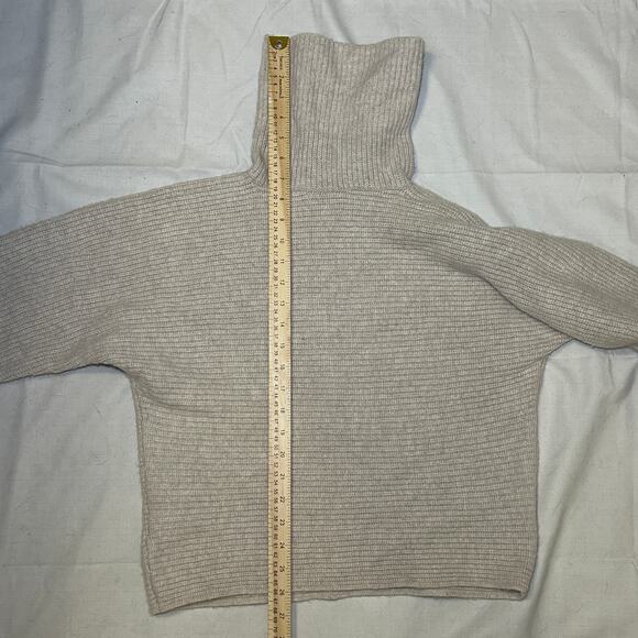 Vince Women's Cowl Neck Ribbed Pullover Sweater Size Small Cashmere Wool Tan - Picture 5 of 9